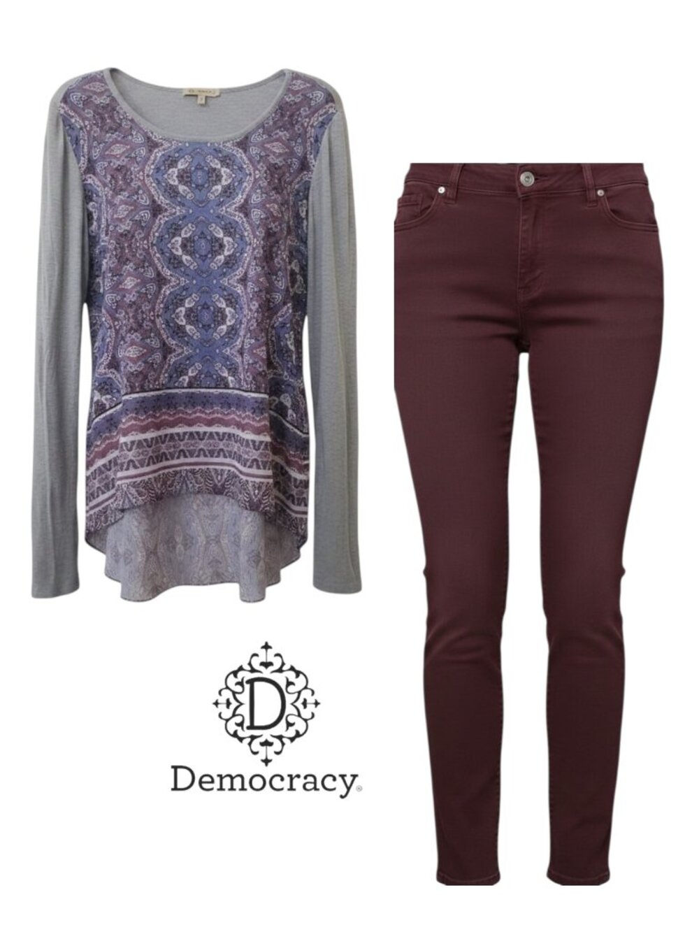 Democracy Size 10P Maroon Jeans & Matching Democracy Top Medium